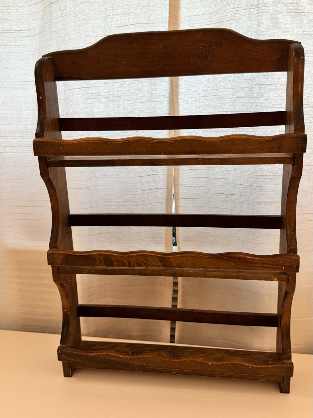 Vintage Wooden Wall Shelf Rack in Dark Brown - Unbranded